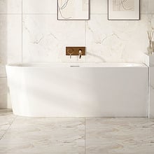 Costa Gloss White Oval Acrylic Corner Bath with Overflow